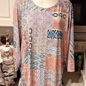 Womens Allison Daley casual stretch 3/4 sleeve plus size top 3X